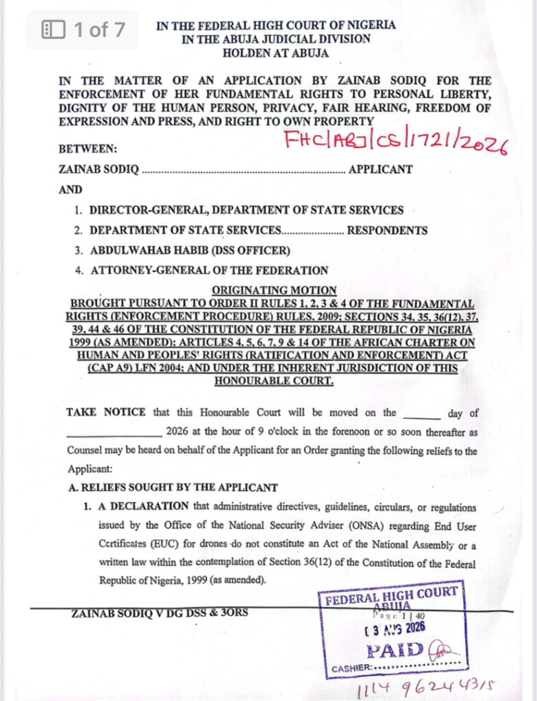 Journalist Zainab Sues DSS, AGF for N4bn Over Alleged Unlawful Detention 2 IMG 2794