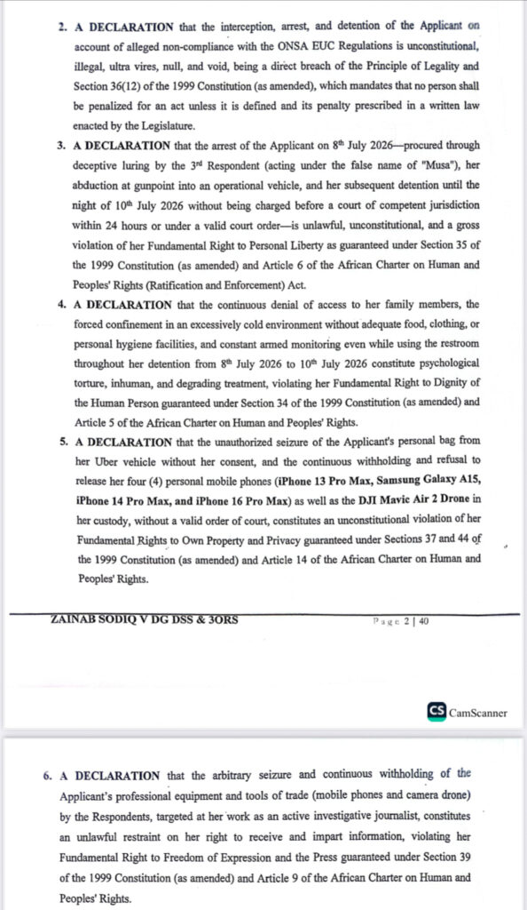 Journalist Zainab Sues DSS, AGF for N4bn Over Alleged Unlawful Detention 3 IMG 2795