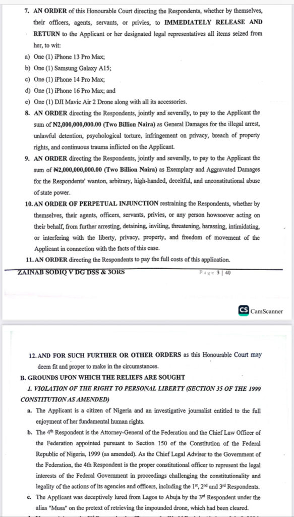 Journalist Zainab Sues DSS, AGF for N4bn Over Alleged Unlawful Detention 4 IMG 2796